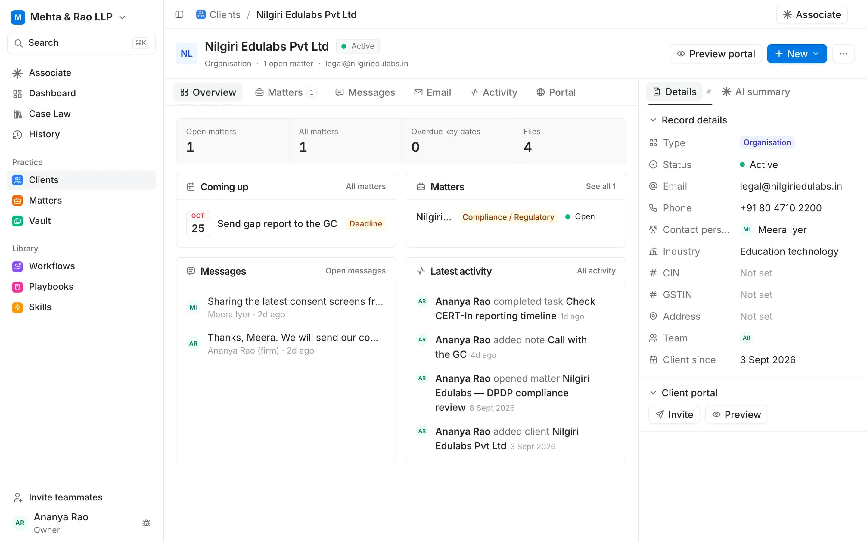 Justis CRM: A client